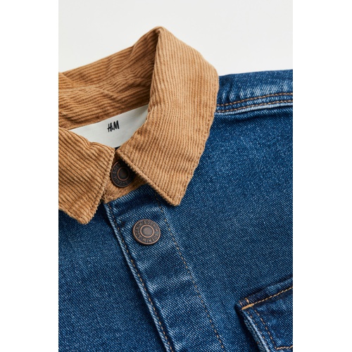 에이치앤엠 H&M Comfort Stretch Corduroy-collared Denim Jacket