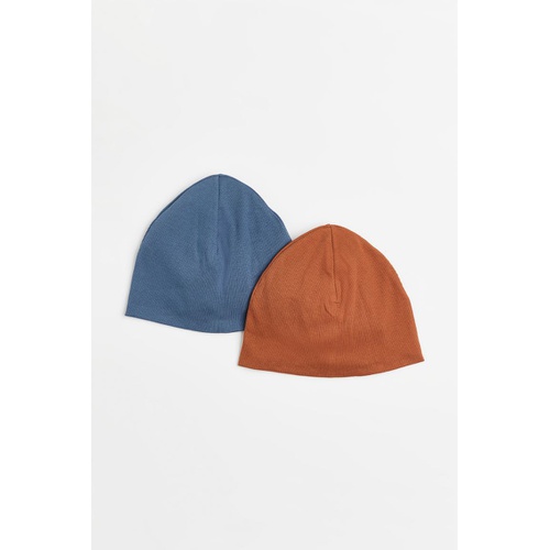 에이치앤엠 H&M 2-pack Ribbed Cotton Jersey Hats