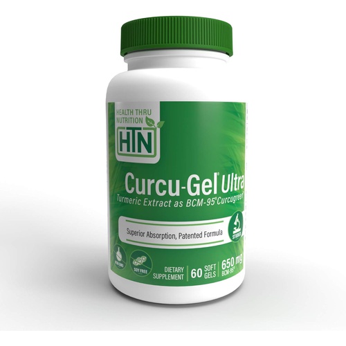  Health Thru Nutrition Curcu-Gel 650mg BCM-95 Curcugreen Turmeric Curcumin High Absorption Healthy Inflammation Response Clinically Studied 3rd Party Tested Non-GMO (Pack of 60)