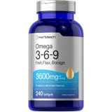 Triple Omega 3-6-9 240 Softgels from Fish, Flaxseed, Borage Oils Non-GMO & Gluten Free by Horbaach