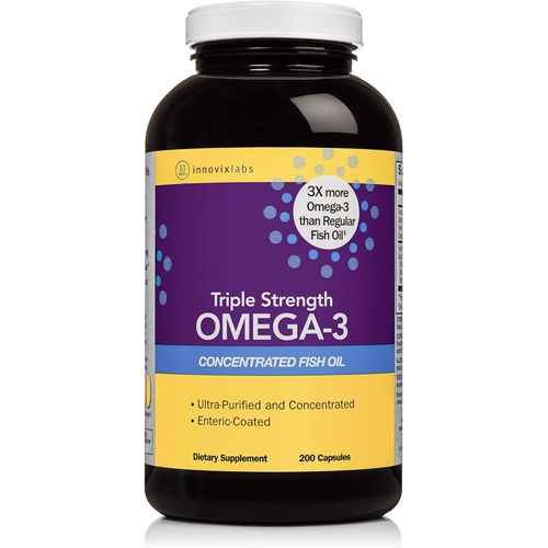  InnovixLabs Triple Strength Omega-3 Fish Oil, Concentrated 900 mg Omega-3 per Pill, Burpless Enteric Coated, Gluten-Free, High EPA & DHA for Heart, Brain & Joints, IFOS 5-Star Cert