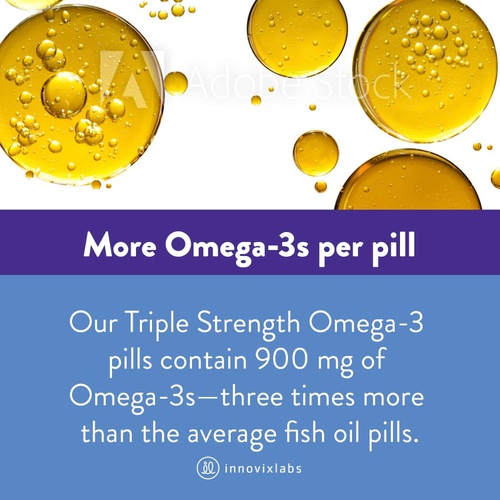  InnovixLabs Triple Strength Omega-3 Fish Oil, Concentrated 900 mg Omega-3 per Pill, Burpless Enteric Coated, Gluten-Free, High EPA & DHA for Heart, Brain & Joints, IFOS 5-Star Cert