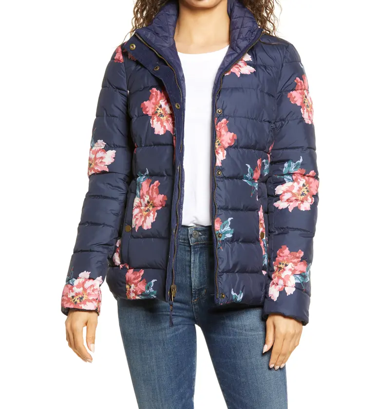 Joules Highgrove Reversible Quilted Floral Puffer Jacket_MARNAVY