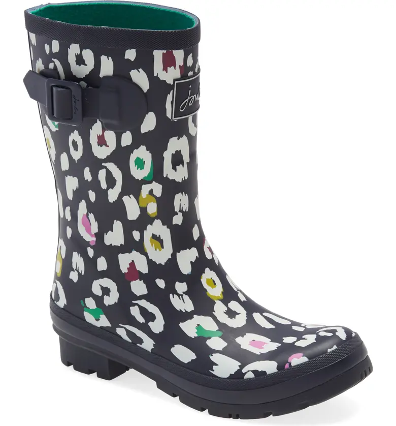 Joules Print Molly Welly Rain Boot_NAVY LEOPARD
