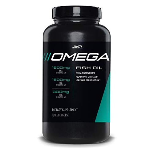  JYM Supplement Science Omega JYM Fish Oil 2800mg, High Potency Omega 3, EPA, DHA, DPA for Brain, Heart, & Joint Support 120 Soft Gels