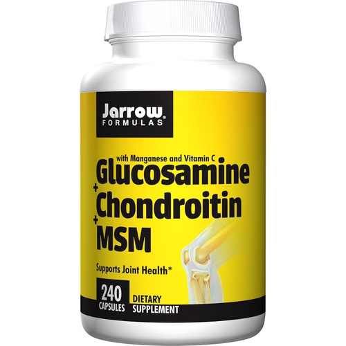 Jarrow Formulas Glucosamine + Chondroitin + MSM - 240 Capsules - Nutrient Support of Joint Health - With Vitamin C & Manganese - 60 Servings