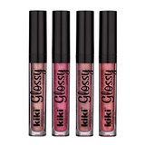 kiki LIP GLOSS SET OF 4 MUST HAVE SHIMMERING COLORS MADE IN U.S.A.
