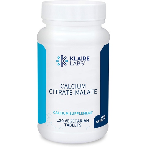  Klaire Labs Calcium Citrate-Malate 250mg - Hypoallergenic Cardiovascular & Bone Health Support Supplement - Highly Bioavailable Form of Calcium for Women & Men (120 Tablets)