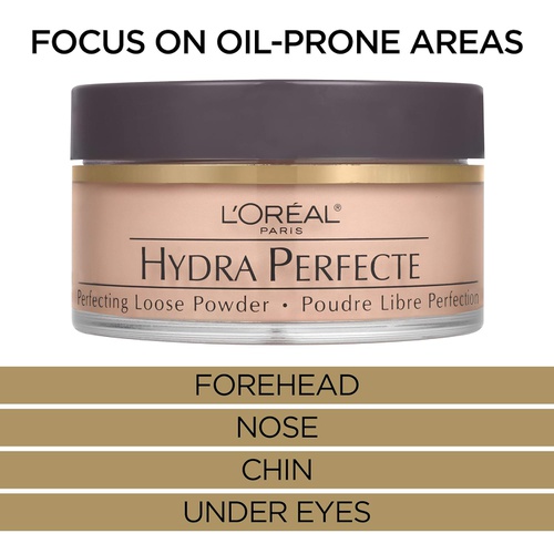  LOreal Paris Hydra Perfecte Perfecting Loose Face Powder, Minimizes Pores & Perfects Skin, Sets Makeup, Long-lasting, with Moisturizers to Nourish & Protect Skin, Translucent, 0.5