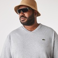 Lacoste Menu2019s Regular Fit Ribbed V-Neck Cotton Polo Shirt (Plus Size)