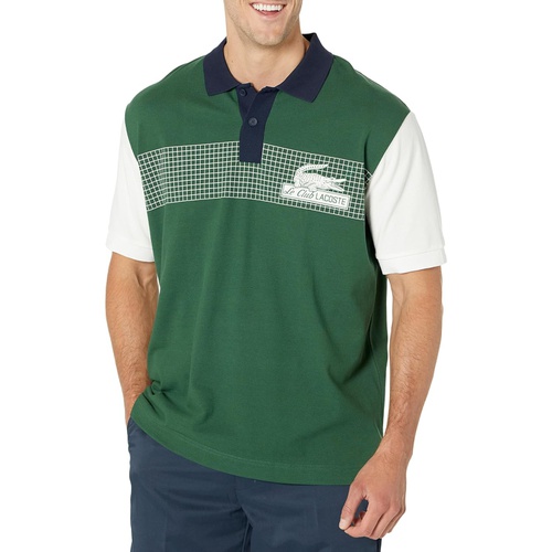 라코스테 Lacoste Short Sleeve Loose Fit Pique Graphic Polo Shirt
