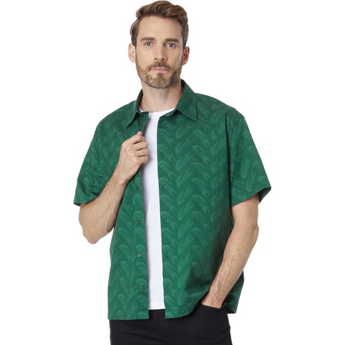 라코스테 Lacoste Short Sleeve Relaxed Fit Button-Down Shirt