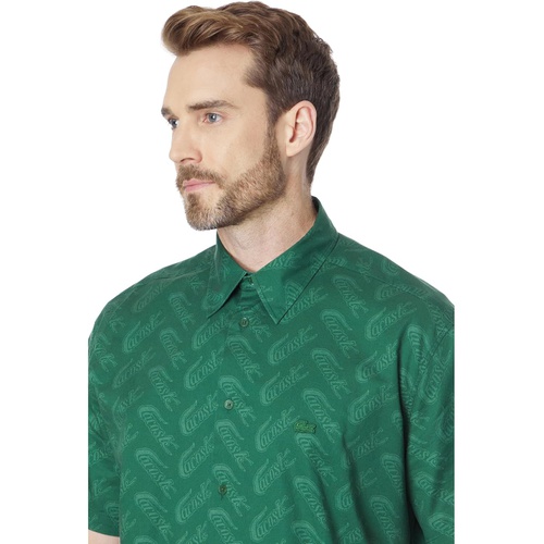 라코스테 Lacoste Short Sleeve Relaxed Fit Button-Down Shirt