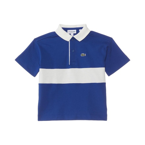 라코스테 Lacoste Kids Oversized Short Sleeve Color Blocked Polo Shirt (Little Kid/Toddler/Big Kid)