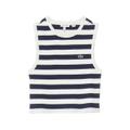 Lacoste Kids Sleeveless Crew Neck Ribbed Striped Cropped Tank Top (Big Kid)