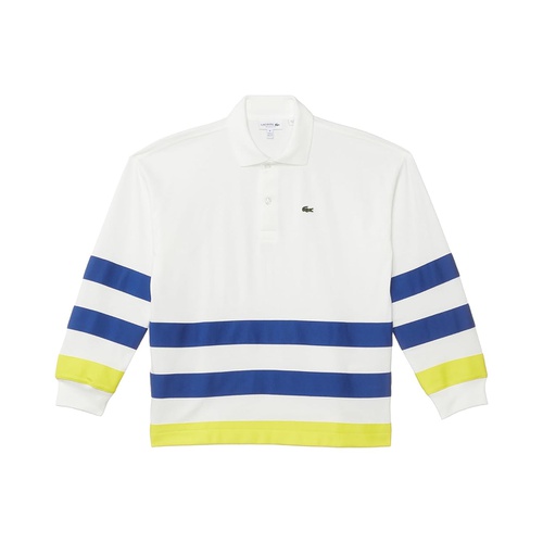 라코스테 Lacoste Kids Long Sleeve Color Blocked Stripe Collared Shirt (Little Kid/Toddler/Big Kid)