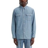 Mens Worker Relaxed-Fit Button-Down Chambray Shirt