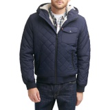 Mens Levis Diamond Quilted Bomber with Sherpa Lined Hood