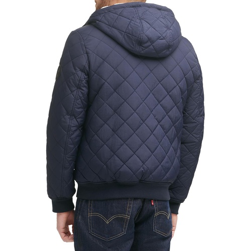 리바이스 Mens Levis Diamond Quilted Bomber with Sherpa Lined Hood