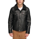 Mens Levis Faux Leather Trucker with Sherpa Lined Collar