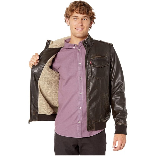 리바이스 Mens Levis Two-Pocket Military Bomber with Sherpa Lining