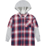 Levis Kids Long Sleeve Hoodie and Flannel Twofer Shirt (Big Kids)