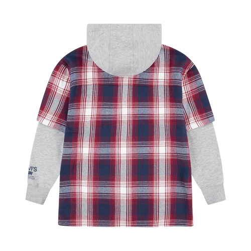 리바이스 Levis Kids Long Sleeve Hoodie and Flannel Twofer Shirt (Big Kids)