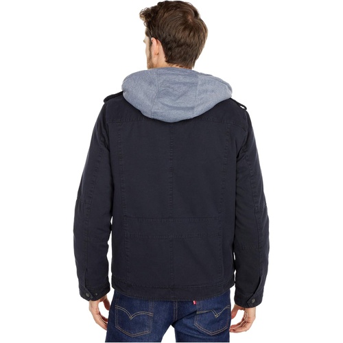 리바이스 Mens Levis Two-Pocket Hoodie with Zip Out Jersey Bib/Hood and Sherpa Lining