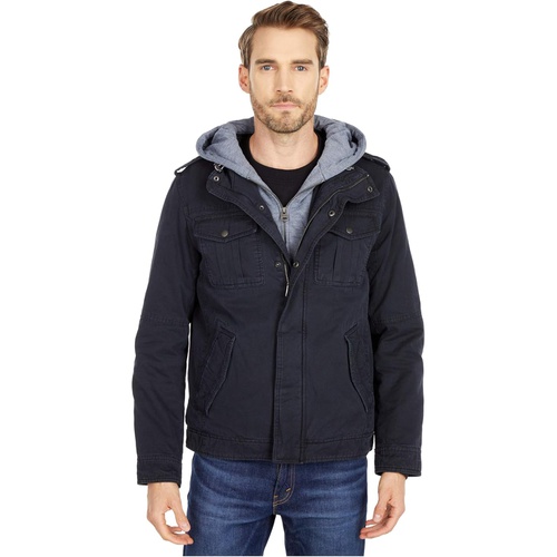 리바이스 Mens Levis Two-Pocket Hoodie with Zip Out Jersey Bib/Hood and Sherpa Lining