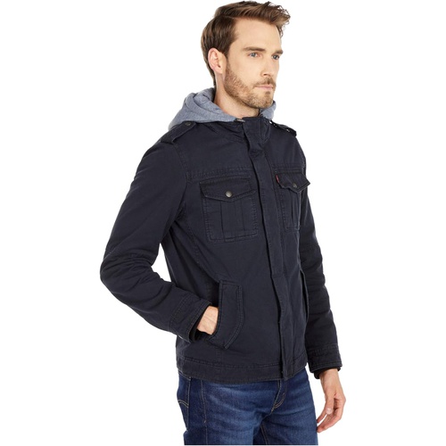 리바이스 Mens Levis Two-Pocket Hoodie with Zip Out Jersey Bib/Hood and Sherpa Lining