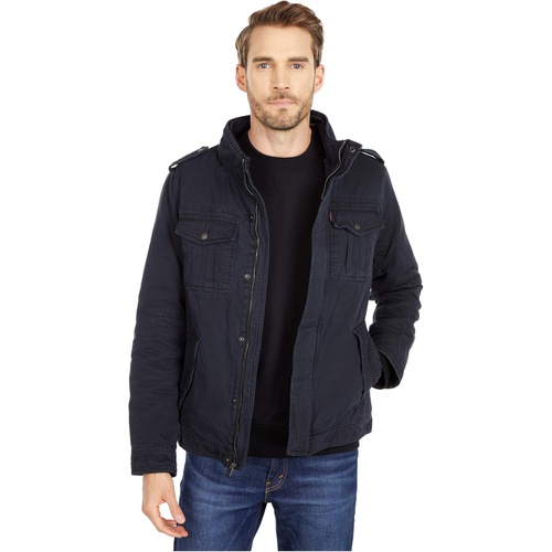 리바이스 Mens Levis Two-Pocket Hoodie with Zip Out Jersey Bib/Hood and Sherpa Lining