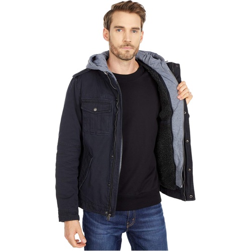 리바이스 Mens Levis Two-Pocket Hoodie with Zip Out Jersey Bib/Hood and Sherpa Lining