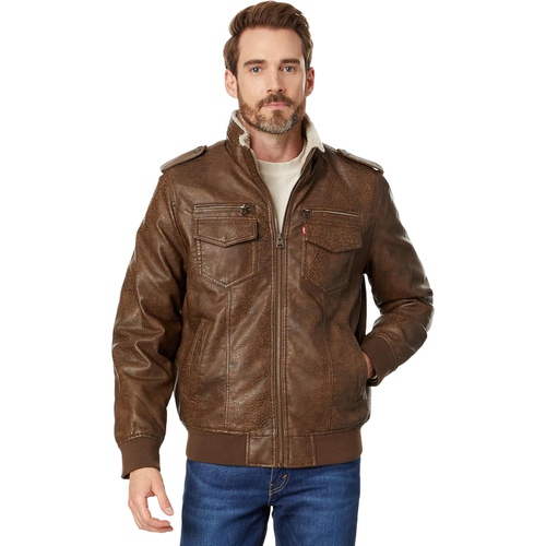 리바이스 Mens Levis Two-Pocket Military Bomber with Sherpa Lining