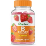Lifeable Vitamin B Complex with Vitamin C - Great Tasting Natural Flavor Gummy Supplement - with Niacin, Pantothenic Acid, B6, Folic Acid, Biotin, B12 - Energy and Nerve System Sup