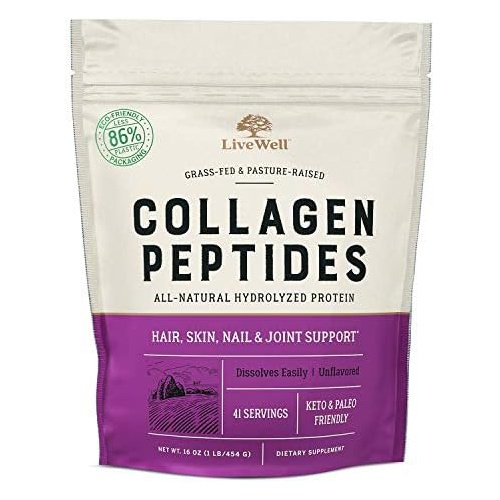  Live Conscious Collagen Peptides Powder - Hair, Skin, Nail, and Joint Support - Type I & III Grass-Fed Collagen Powder for Women and Men - Naturally-Sourced Hydrolyzed Collagen Powder - 41 Servin