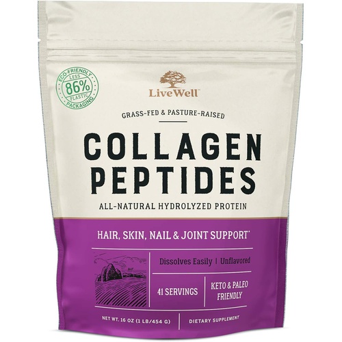  Live Conscious Collagen Peptides Powder - Hair, Skin, Nail, and Joint Support - Type I & III Grass-Fed Collagen Powder for Women and Men - Naturally-Sourced Hydrolyzed Collagen Powder - 41 Servin