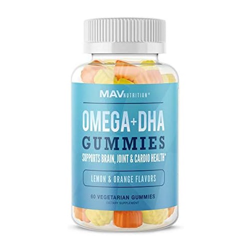  MAV NUTRITION Vegetarian Omega 3 6 9 Gummies for Adults with 50mg of DHA Support Brain, Joint & Heart Health for Women & Men No Fish Oil Natural Flavors Chewable Omega Supplements 60 Gummies