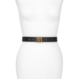 MCM Mena Embellished Buckle Leather Belt_BLACK/GOLD