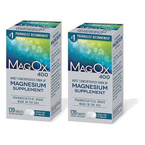  Mag-Ox 400 Mag-Ox Magnesium Supplement, Pharmaceutical Grade Magnesium Oxide, Most Concentrated Form of Magnesium, 483mg, 240 Tablets (2 Packs of 120 Tablets)