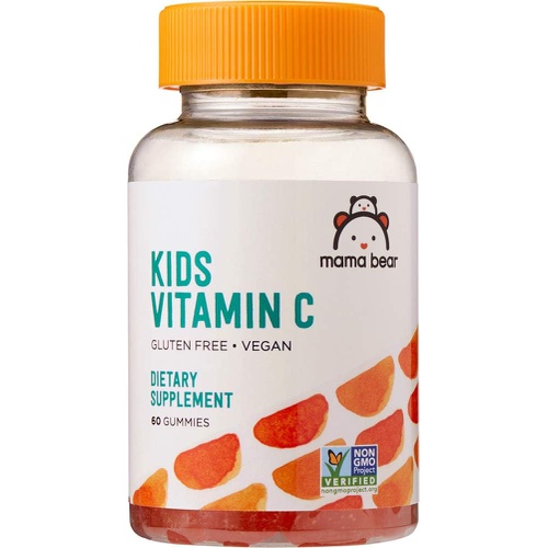  Amazon Brand - Mama Bear Vegan Kids Vitamin C, 60 Gummies, Immune Health, 125 mg Vitamin C per gummy
