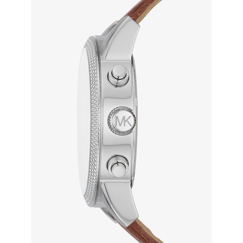 마이클코어스 Michael Kors Oversized Hutton Silver-Tone and Leather Watch