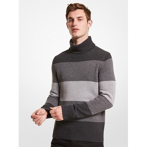 마이클코어스 Michael Kors Mens Striped Nylon Blend Turtleneck Sweater