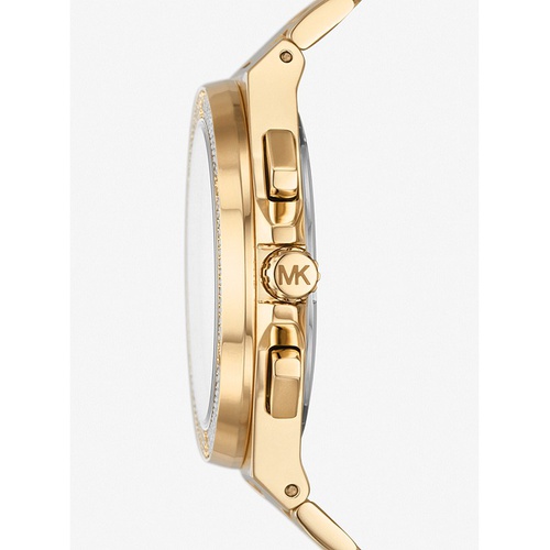 마이클코어스 Michael Kors Oversized Lennox Pave Gold-Tone Watch