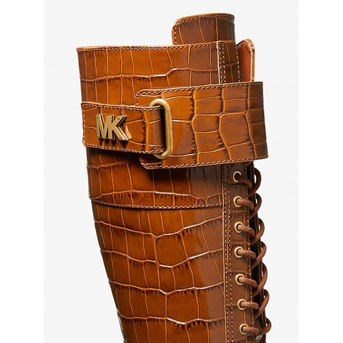 마이클코어스 MICHAEL Michael Kors Stark Crocodile Embossed Leather Combat Boot