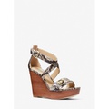 MICHAEL Michael Kors Carmen Snake Embossed Faux Leather Wedge Sandal