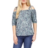 Womens Paisley Off the Shoulder Tie Top