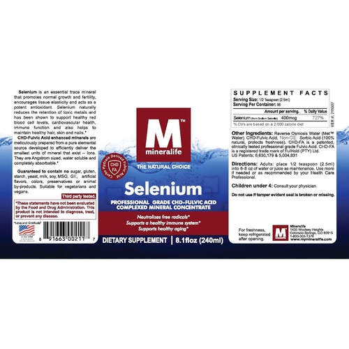  Mineralife Liquid Ionic Selenium 96 Day Supply Longevity and Wellness Adult Healthy Aging Supplement Natural Inflammatory Response