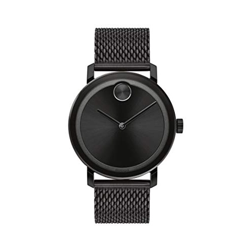  Movado Mens Swiss Quartz Watch with Stainless Steel Strap, Black, 21 (Model: 3600562)