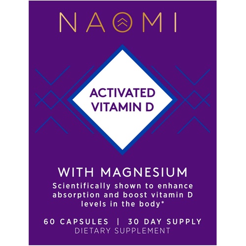  NAOMI Activated Vitamin D, Vitamin D3 5000 IU with Magnesium Supplement, Vitamin D for Strong Bones, Balanced Mood and Optimal Immune Support, K Minerals, D Vitamin IU- 60 Veggie C