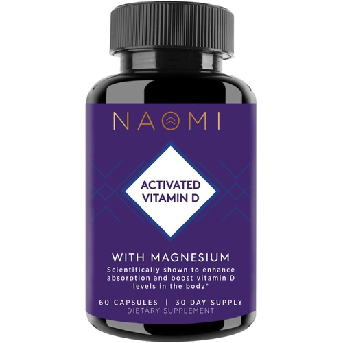  NAOMI Activated Vitamin D, Vitamin D3 5000 IU with Magnesium Supplement, Vitamin D for Strong Bones, Balanced Mood and Optimal Immune Support, K Minerals, D Vitamin IU- 60 Veggie C